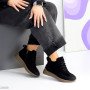 Замшевые черные зимние ботинки молния+шнуровка