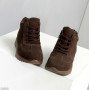 Замшевые зимние ботинки молния+шнуровка, цвет Шоколад