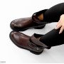 Шоколадные полусапоги натуральная кожа со съемным ремешком