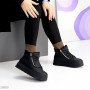 Молодежные черные кожаные зимние ботинки на двух молниях