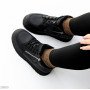 Молодежные черные кожаные зимние ботинки на двух молниях