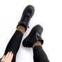 Молодежные черные кожаные зимние ботинки на двух молниях