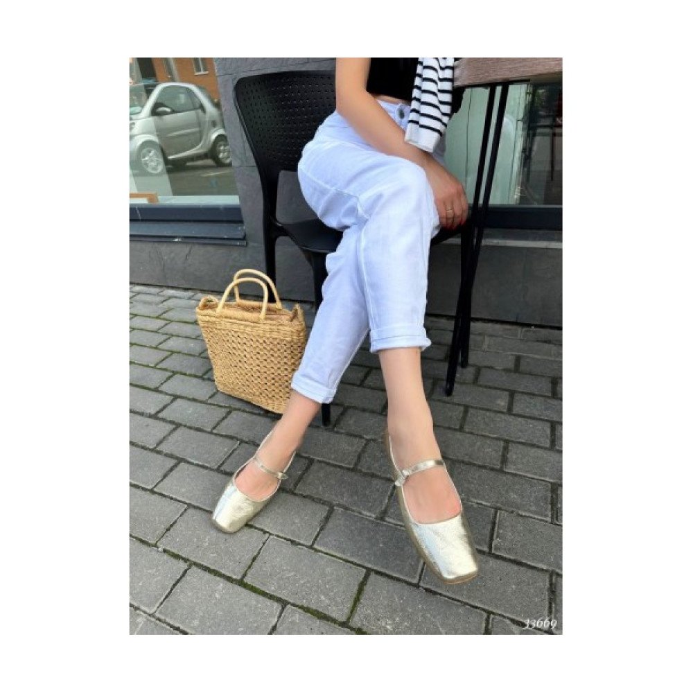 Балетки Nina Mi золотисті з натуральної шкіри для демісезону