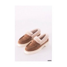 Зимові лофери з натурального замшу кольору касторо для холодної пори року Зимові лофери з натурального замшу кольору касторо для холодної пори року